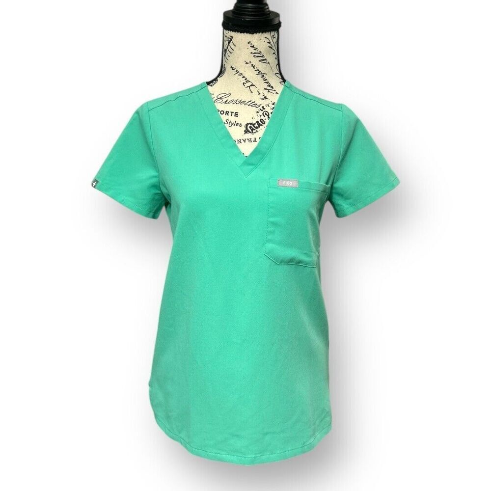 Figs Technical Collection Green Stretch Scrub Top… - image 3